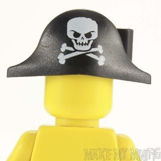 Lego Minifig Headgear Bicorne Pirate Hat Skull Crossbones Pattern NEW