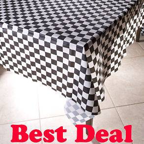   Flag Black & White Checker Plastic Racing Race Party TABLECLOTH