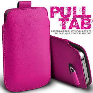 HOT PINK PULL TAB LEATHER POUCH CASE SKIN COVER FOR MOTOROLA SPICE KEY 