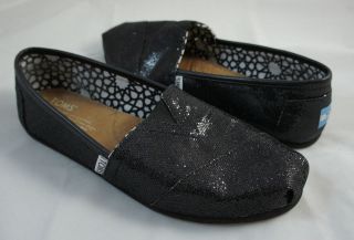 TOMS Classic Glitter Shoes WOMEN Black SZ 5.5 6 7 8 9 10 EUC