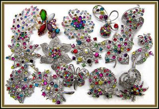 12 Pc MULTI COLOR Vintage Style Lot Brooches Pins Wedding Bouquet