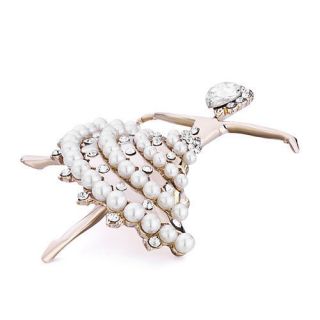   APRIL BIRTHSTONE CLEAR CRYSTAL WHITE PEARL AND PINS BROOCH PIN N97