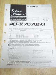 Pioneer Service Manual~PD X707​(BK) Compact Disc CD Player~Origina 