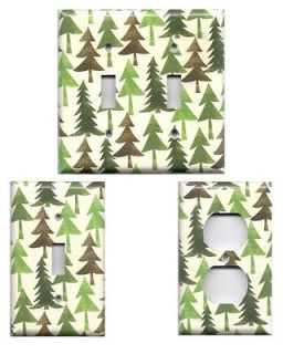 Pine Tree Forest/ Rustic Log Cabin Country Beige Brown Green Various 