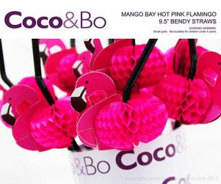 10 x Coco&Bo MANGO BAY   HOT PINK FLAMINGO STRAWS   COCKTAIL PARTY 