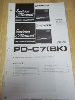 Pioneer Service Manual~PD C7(BK) Compact Disc CD Player~Original 