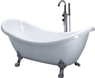 Clawfoot Acrylic bathtub, Free standing bathroom tub with faucet 