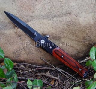  Spring Assisted Knife Slim WOOD Folding Pocket Knives Dagger PK124