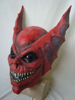 RED GOBLIN ADULT RUBBERY MASK FOR HALLOWEEN, PLAY OR COSTUME