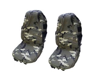 Front Seat Set 2 PC Army Camo Seat Covers with 7 Cargo Pockets