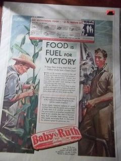   VINTAGE WWII AD FOR Baby Ruth Candy FOOD IS FUEL FOR VICTORY UNCLE SAM