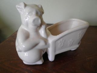 Vintage Pig with a Wheel Barrow Pottery Planter