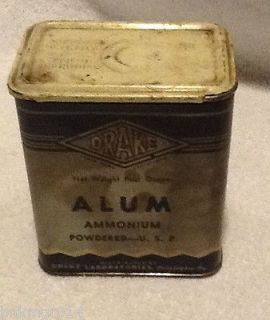 Vintage Advertising Drake ALUM Ammonium Powdered Tin