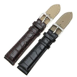   Crocodile Grain Leather Wrist Watch Band Strap Black Brown 24 26 28 mm