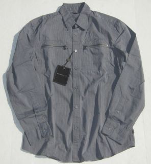 John Varvatos Star Mens Indigo L/S Double Zipper Pocket Shirt $188