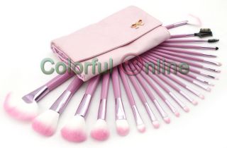 Pro 22PCS Animal Hair Makeup Cosmetic Brushes Set With Pink Case 2#