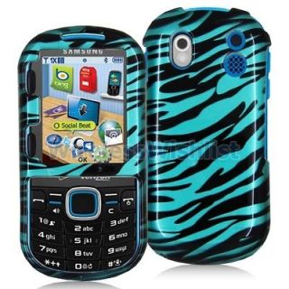 Black / Baby Blue Zebra Hard Case Cover for Samsung Intensity 2 II 