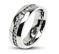 Stainless Steel Mens CZ Eternity Wedding Band Ring Size 12