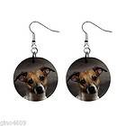   Button Earrings Jack Russell Terrier Puppy Dog Brown White Breed Gift