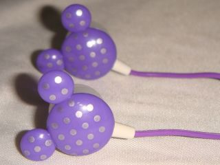   ear PURPLE with SILVER POLKA DOTS earbuds MICKEY MOUSE for  PLAYERS