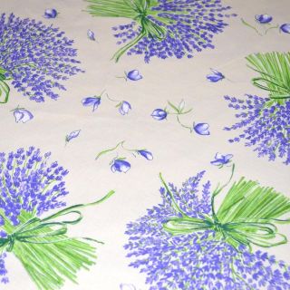 Natural Lavender Bunch Cotton Tablecloth by Vero France, 70 Round or 