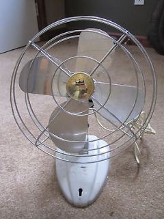 nice vintage Desk/Wall fan with metal blades and Gold Colored Center