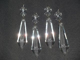 SET OF 4 WATERFORD CHANDELIER CRYSTAL PRISMS 4 1/4 LONG SIGNED EXC NR