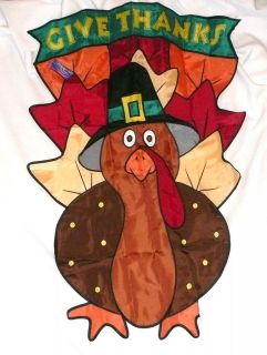 GIVE THANKS APPLIQUE FLAG Custom Decor Thanksgiving Turkey Outdoor 