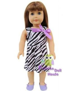 Doll Clothes fit 18 American Girl 1PC Zebra Jumper Dress black&white 