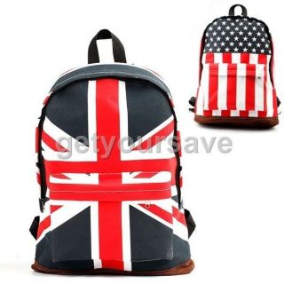 Unisex Canvas Punk US & UK Flag Shoulder Bag Handbag School Book 