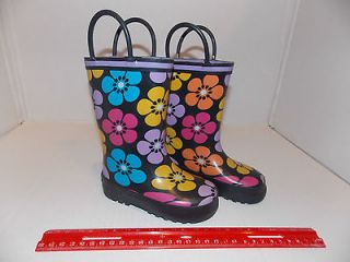 RAIN BOOTS CHILDS SIZE 6 FLOWERED AGES 3 6 VGUC CARTERS RAIN BOOT 
