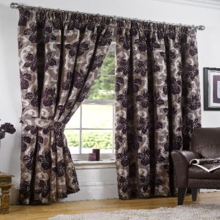   Woven CHENILLE Lined Curtains AUBERGINE PURPLE BEIGE 46 66 90 15% OFF