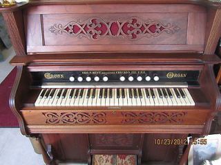 Beautiful Antique Upright Crown Pump Organ from Geo. P. Bent of 