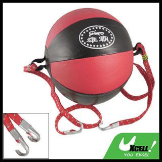 Double End Punching Bag Red Black Faux Leather Boxing Speed Ball