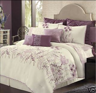   FLORAL GARDEN Comforter Set   QUEEN   4 pc Raspberry Purple *NEW