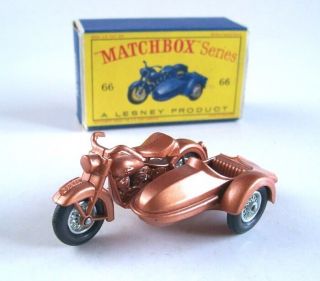 MATCHBOX LESNEY 66b HARLEY DAVIDSON MOTORCYCLE and SIDECAR, 1962, MIB