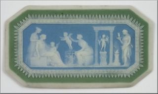 Rare 19th Wedgwood Tri Color Jasperware Plaque w/ Putti / Cherub Scene