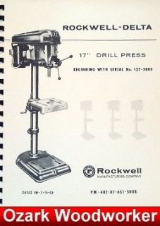 ROCKWELL DELTA 17 Drill Press Operators & Parts Manual 0639