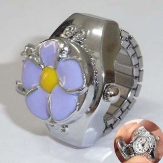 Silver Tone Quartz Round Pocket Finger Ring Watch 0.8