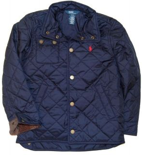 POLO RALPH LAUREN BOYS NAVY BLUE QUILTED JACKET COAT RED PONY SIZE 4 
