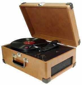    50s PORTABLE Suitcase Turntable 3 SPEED VINYL/LP/RECORD PLAYER Tan
