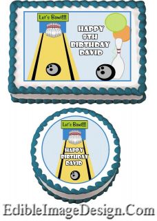 LETS BOWL BOWLING Edible Birthday Cake Party Image Cupcake Topper 