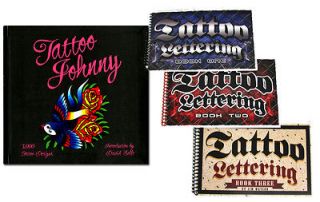 Supplies Tattoo Johnny 3000 DESIGNS book + 3 Lettering Books Fonts 
