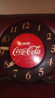 1951 COCA COLA WALL CLOCK THAT STILL WORKS**+Aluminum Antique Coke 6 