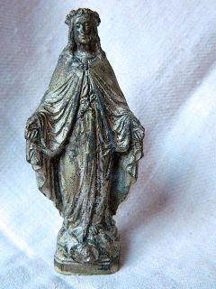 ANTIQUE 4 VIRGIN MARY STATUE STATUETTE SHABBY CHIC LOOK