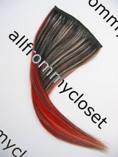 19 X 6 BLACK BLONDE RED CLIP ON HAIR EXTENSIONS SCENE