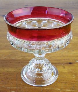 Vtg Kings Crown Ruby Red Flash Glass Footed Compote Bowl / Pedestal 