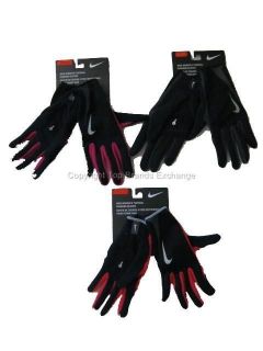 Womens Nike Thermal Running Gloves Fleece Lined Key Pocket Black All 