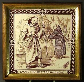 FRAMED MAW & Co. AESOPS FABLE TILE by C.O. MURRAY   SMALL FISH BETTER 