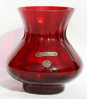 HANDARBEIT Ruby Red Glass VASE Vintage Western Germany